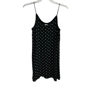 Minimalist romantic slip dress Blue Rain black daisy print soft girl‎ size M